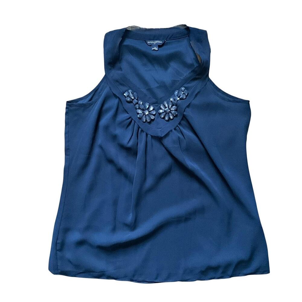 Banana Republic Navy Bejeweled Tank Top: Y2K, Modern